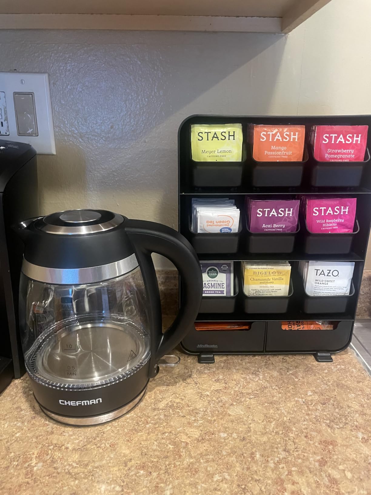 Mind Reader Tea Bag Organizer, Tea Station Organizer, Countertop Storage, Kitchen, Plastic, 10.25