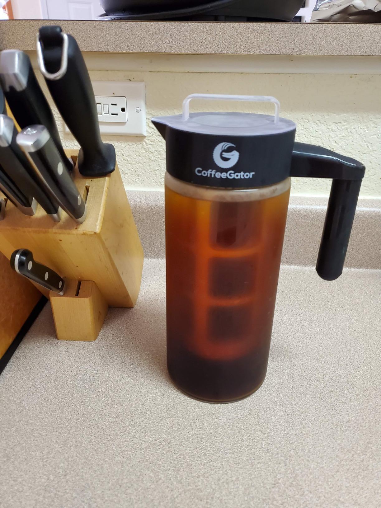 Coffee Gator Cold Brew Coffee Maker, 47oz BPA Free Airtight Leakproof Lid | Iced Coffee Pitcher Borosilicate Glass Carafe, Fine-Mesh Filter, for Home Brewing, Travel, Camping customer photo 1