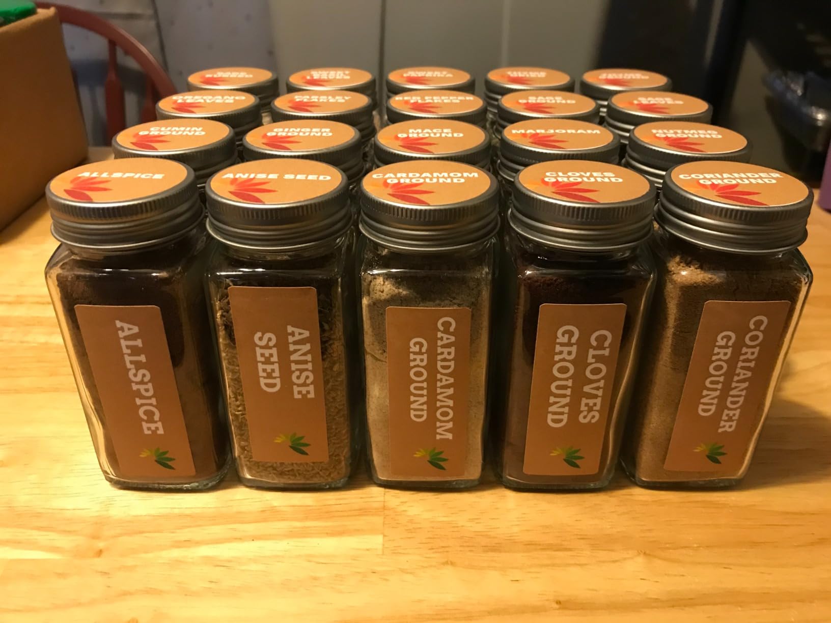 AOZITA 24 Pcs Glass Spice Jars with Labels - 4oz Empty Square Spice Bottles Containers, Condiment Pot, Shaker Lids and Airtight Metal Caps - Silicone Collapsible Funnel customer photo 2