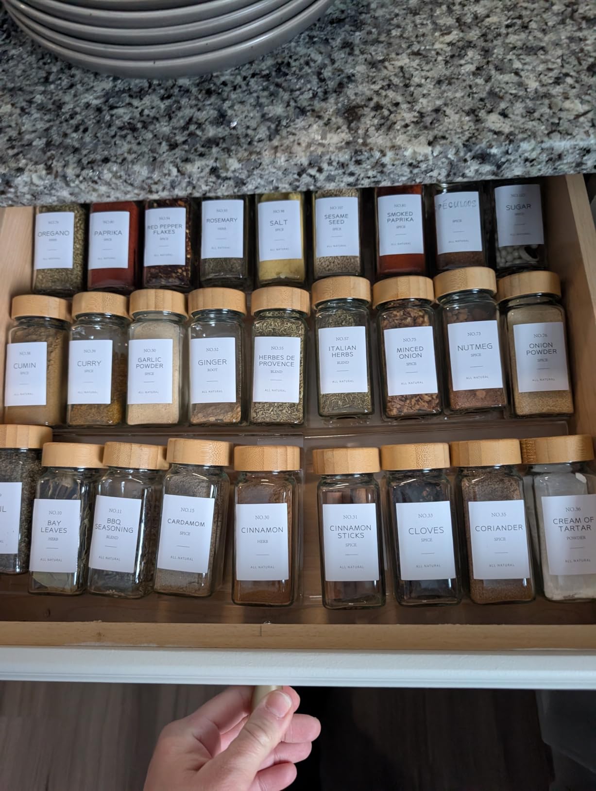 NETANY 24 Pcs Glass Spice Jars with Bamboo Lids, 4 oz Glass Jars with Minimalist Farmhouse Spice Labels Stickers, Collapsible Funnel, Seasoning Storage Bottles for Spice Rack, Cabinet, Drawer customer photo 2
