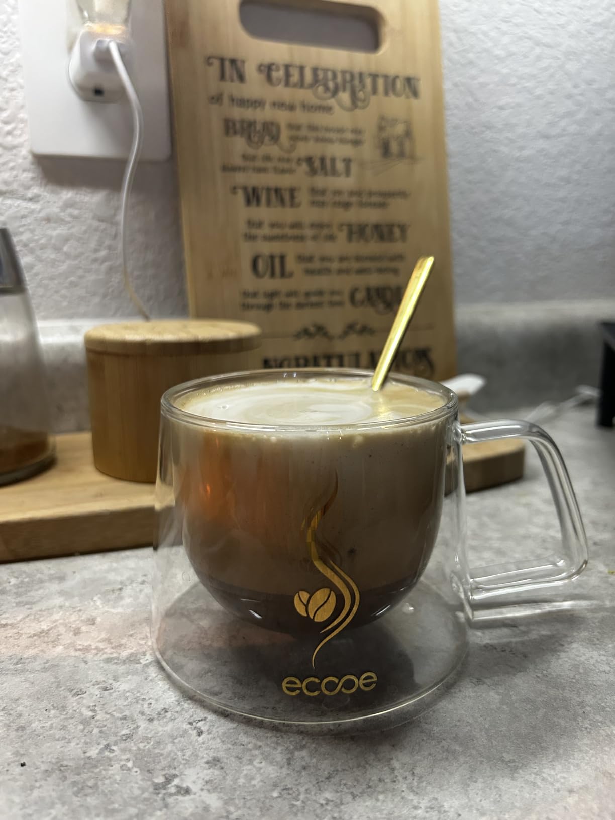 ecooe Double Walled Glass Coffee Mug 12 oz Latte Cappuccino Cups Set of 2, Clear Glass Coffee Cups with Handle, 350 ml Insulated Coffee Cup Borosilicate Heat Resistant Glass Mug Tea Cup customer photo 1