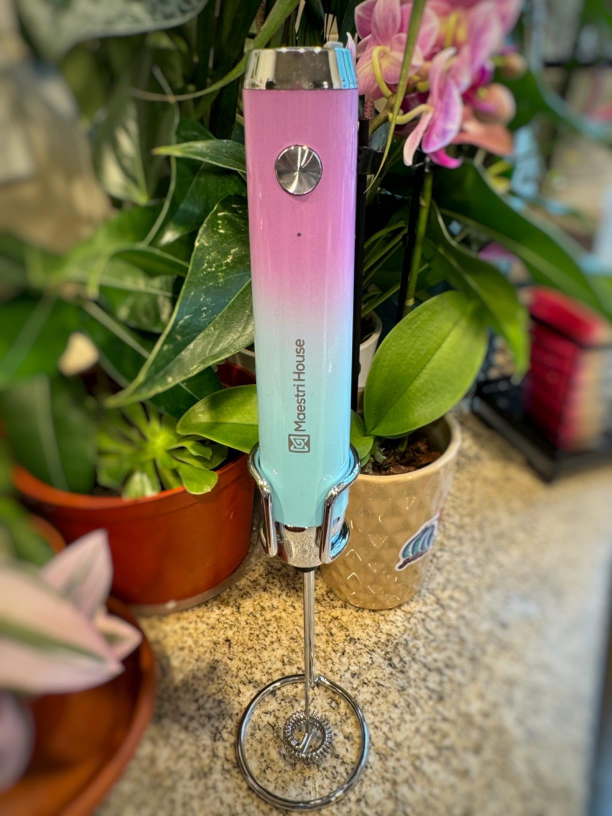 Maestri House Rechargeable Milk Frother with Stand, LunaFro Handheld Electric Foam Maker Waterproof Detachable Stainless Steel Whisk customer photo 1