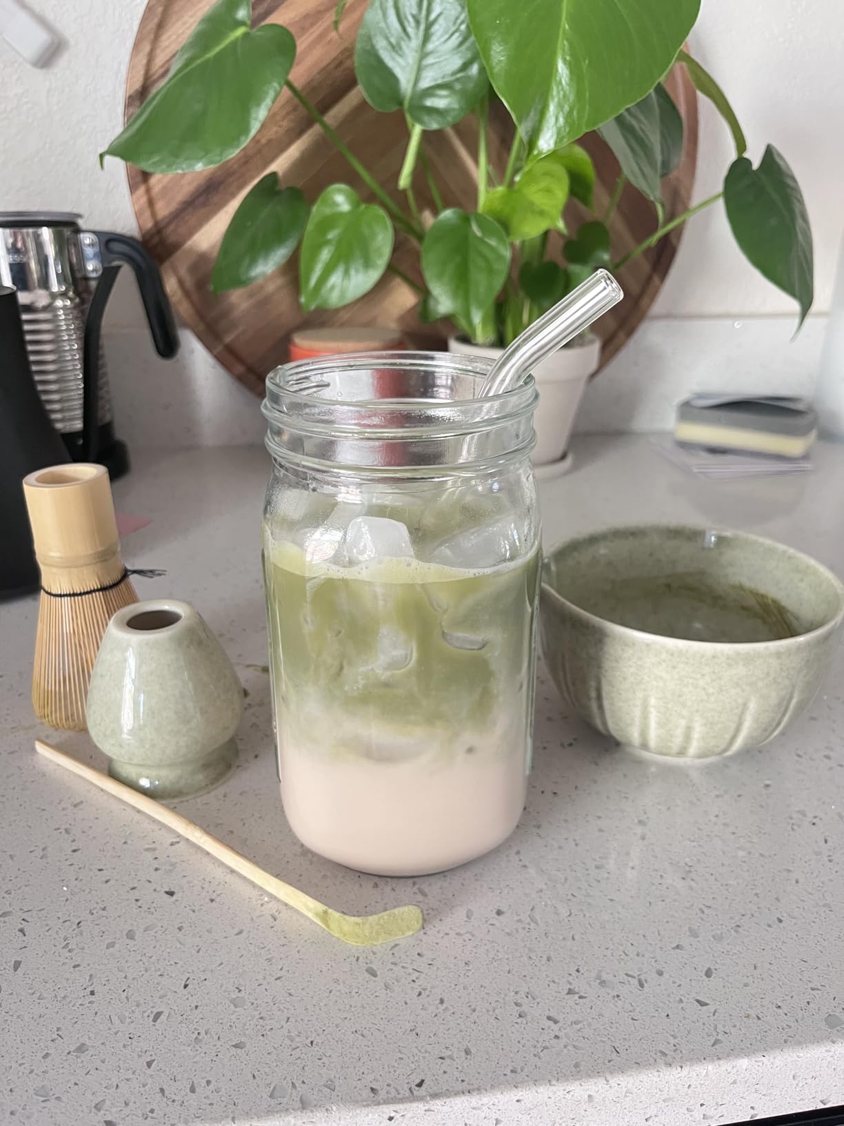 TANG PIN Matcha Set - Match Bowl and Whisk, 15 OZ, Matcha Scoop | Matcha Whisk Stand (Chasen Holder) - 4pc Perfect Matcha Kit for Matcha Tea Ceremony (Mottled Green) customer photo 1