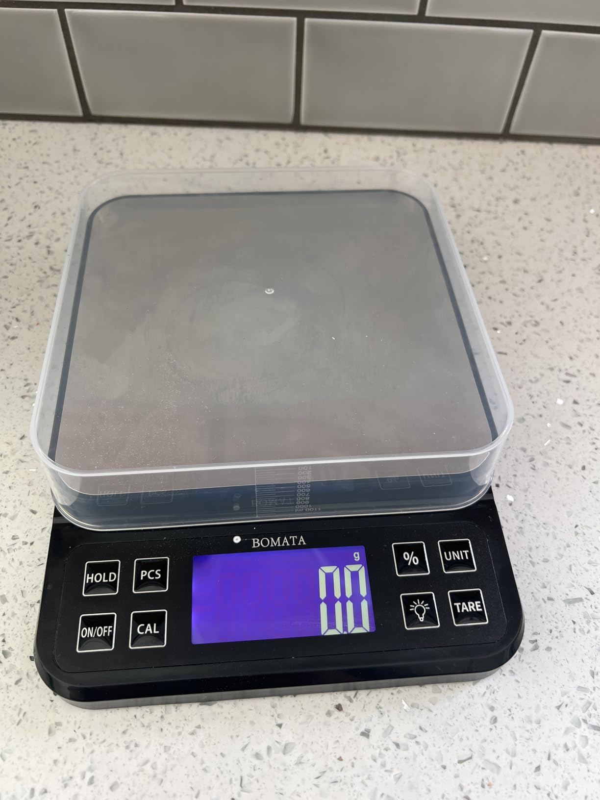 BOMATA Large Kitchen Scale 0.1g/0.001oz High Precision, 11lb Bakery Scale | % Percentage Function, USB Rechargeable, Full-View Angle LCD with Backlight, Stainless Steel Pan customer photo 1