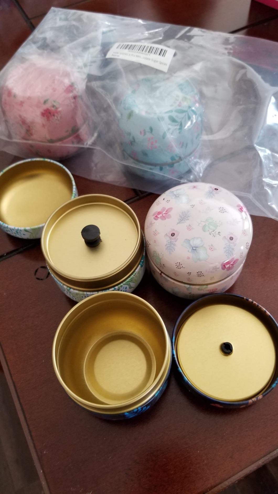 HAN SHENG 6 Pcs Airtight Tea Storage Tins 10 OZ, Vintage Style Food Containers for Loose Leaf Tea & Herbs, Coffee Beans, Spices, Sugar - Floral Embossed Design customer photo 2