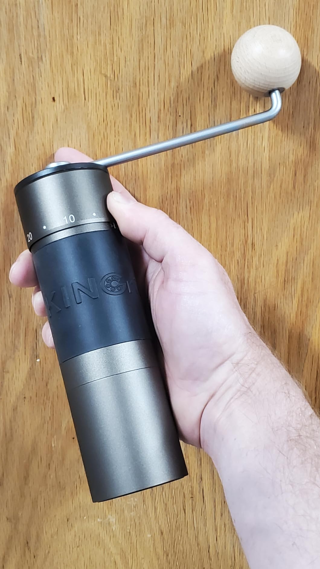 KINGrinder K6 Manual Hand Coffee Grinder with Straight Handle for French Press, Drip, Espresso with Assembly Consistency Stainless Steel Conical Burr Mill, 25-35g Capacity customer photo 1