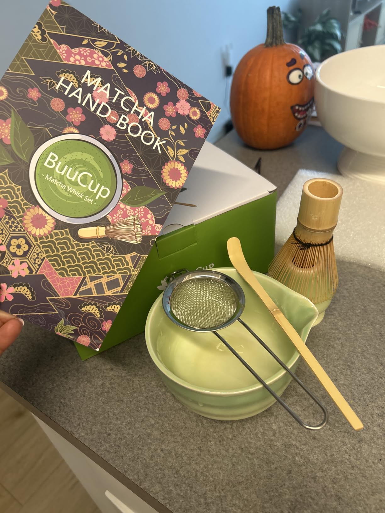 Matcha Set, Matcha Bowl with Spout, Matcha Whisk and Holder, Bamboo matcha Scoop and Stainless Sifter - 5 Pcs Jade Green Matcha Set Kit for Matcha Lover customer photo 1