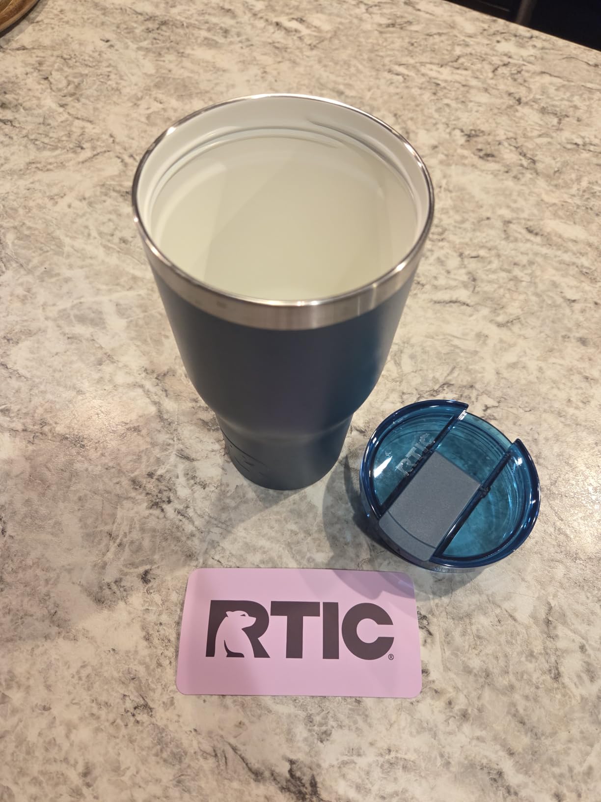 RTIC 40oz Essential Tumbler with Lid, Ceramic Lined, Insulated, Stainless Steel, Metal, Double Wall Vacuum-Insulation, Travel Cup for Iced Coffee, Tea, Hot and Cold Drink, Navy customer photo 2