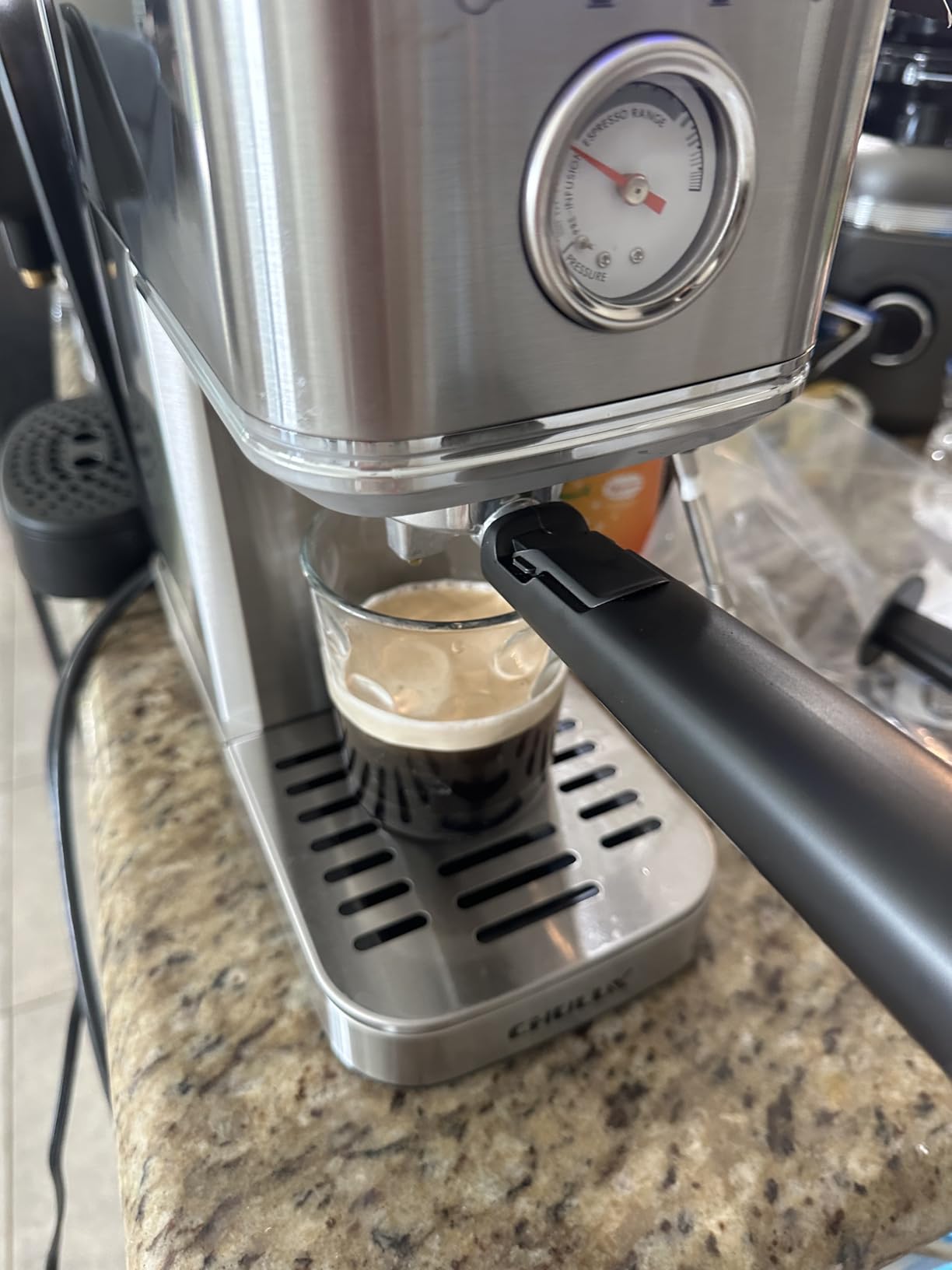CHULUX Slim Espresso Machine with Milk Frother, 20 Bar Professional Italian Pump Espresso Coffee Machine for Home Cappuccino & Latte Maker, Stainless Steel, Creamy customer photo 1