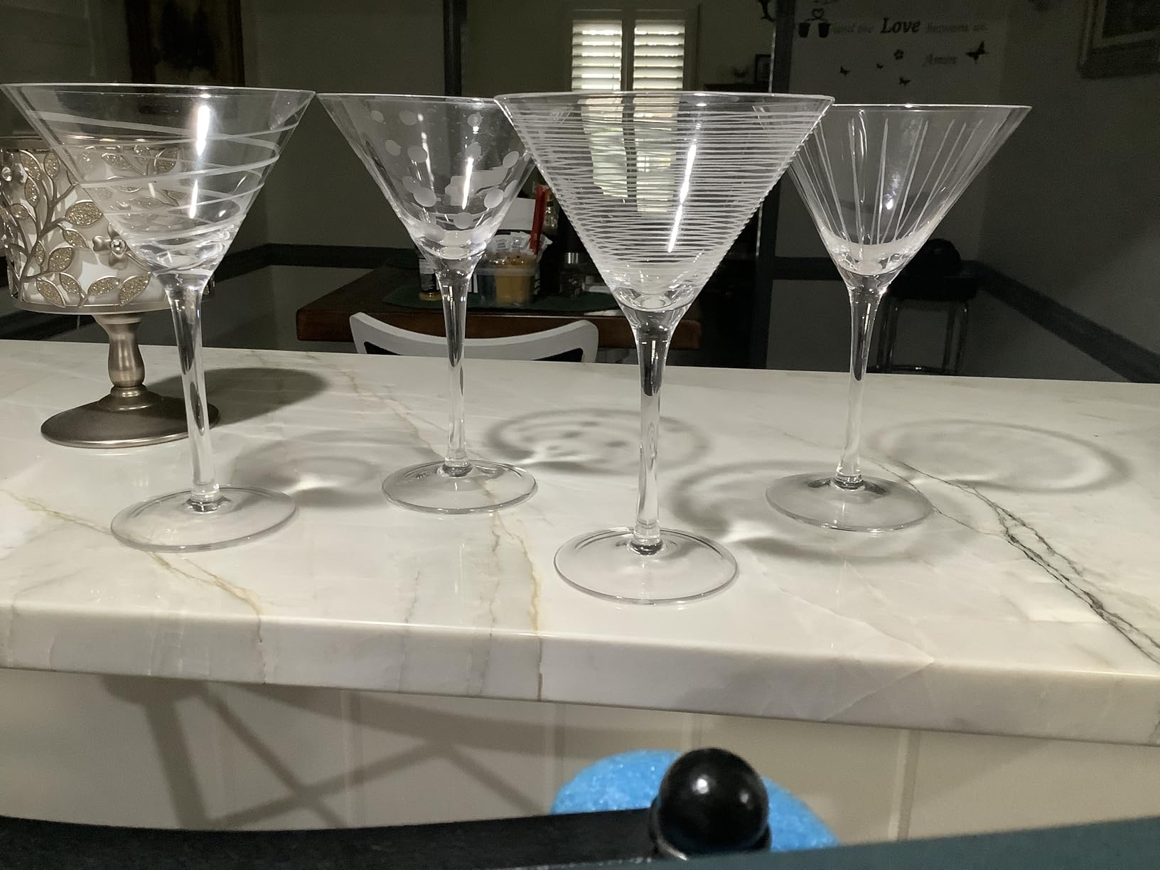 Mikasa Cheers 10-Ounce Martini Glasses, Fun Etched Designs, Durable Clear Glass Cocktail Glassware, Set of 4, Perfect for Entertaining and Gifting customer photo 2