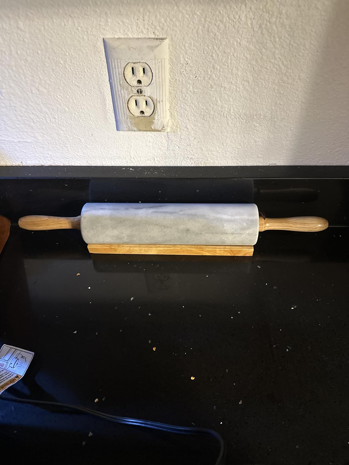 Fox Run Polished Marble Rolling Pin with Wooden Cradle, 10-Inch Barrel, White customer photo 2