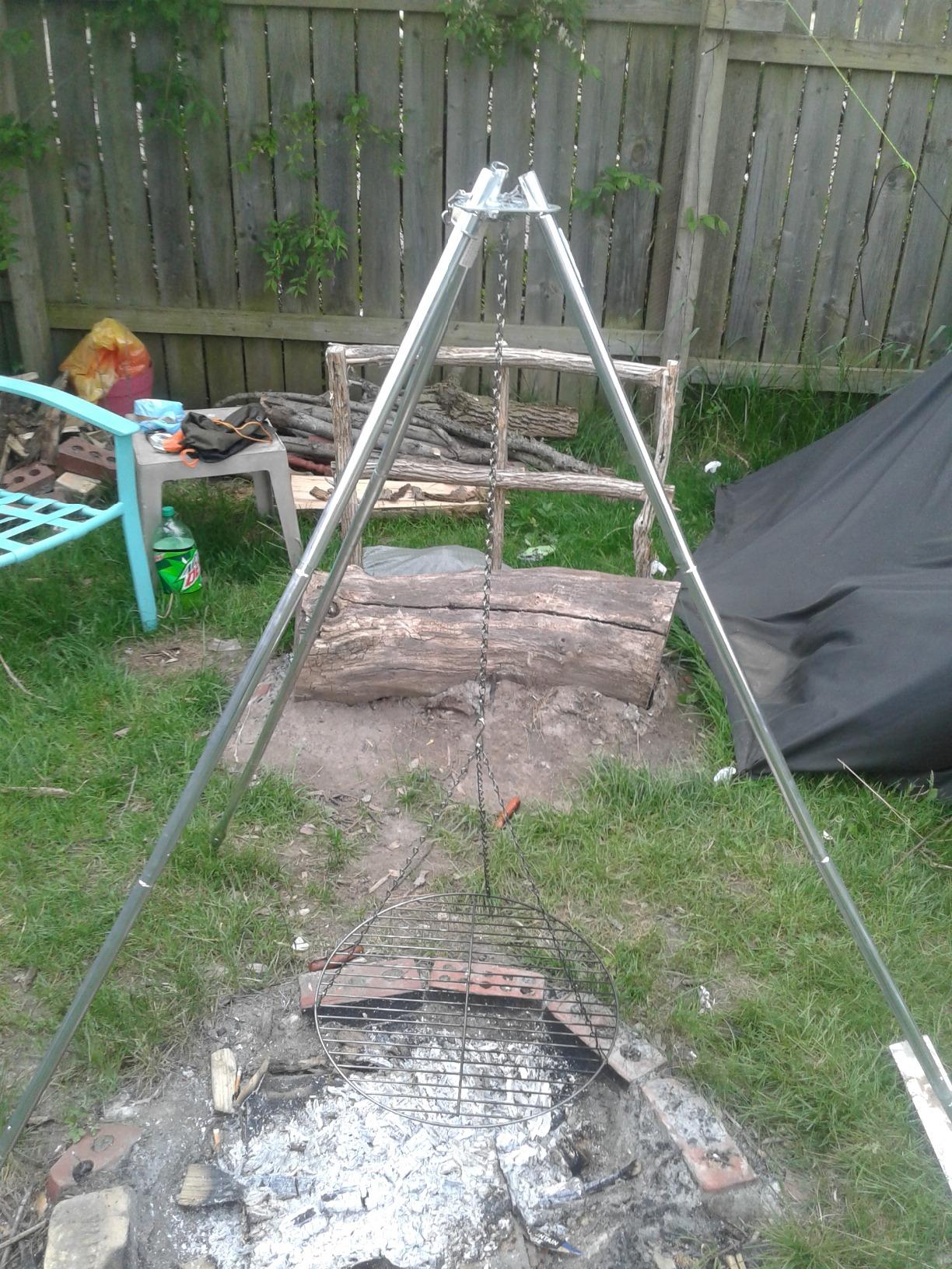 Coleman Tripod Campfire Grill & Lantern Hanger, Grill Grate with Adjustable Height for Cooking Over Fire, Steel Firepit Cooking Rack customer photo 2