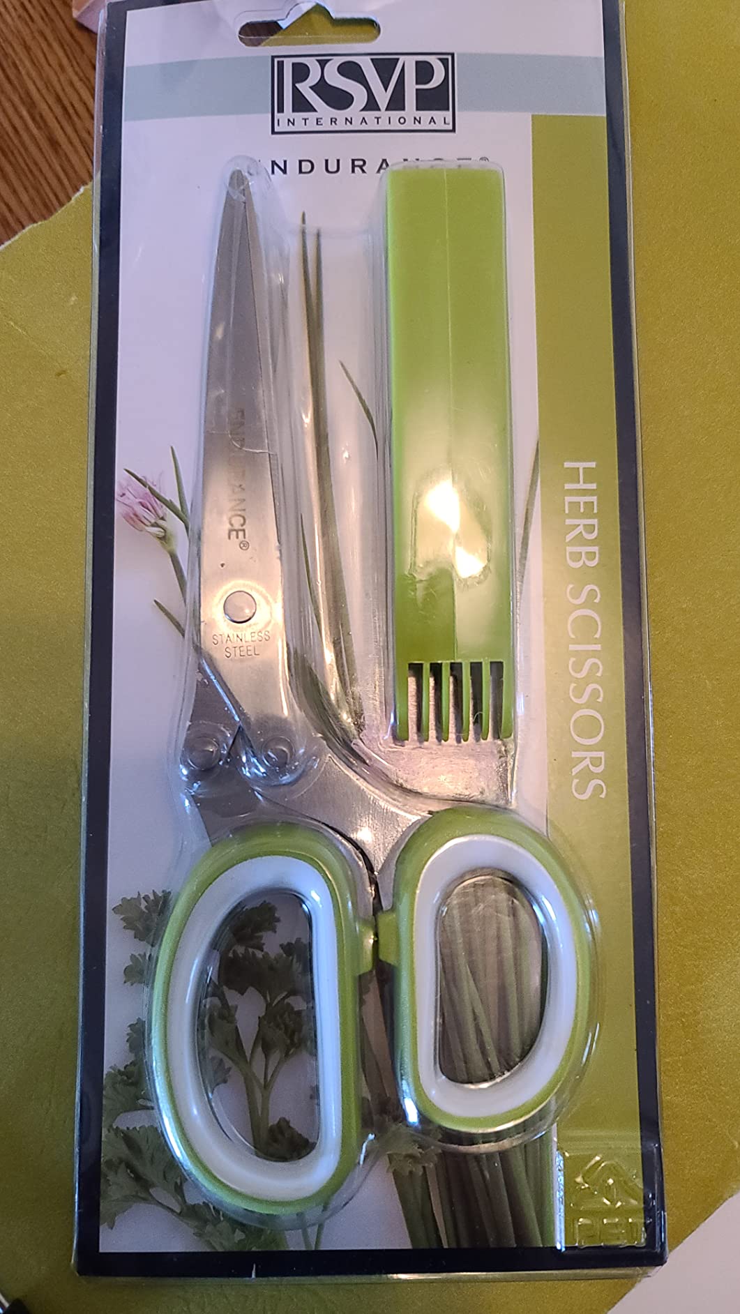 RSVP International Herb Scissors with Protective Cover/Blade Cleaner, Dishwasher Safe, 7.75x3.25