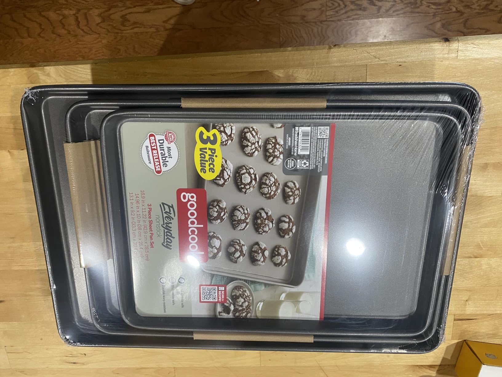 GoodCook Everyday Nonstick Baking Sheet Set, 3 Pack Includes Small (13x9) Medium (15x1) and Large (17x11) Pans Carbon Steel Construction Cookie Sheets Bakeware Set, Gray customer photo 2
