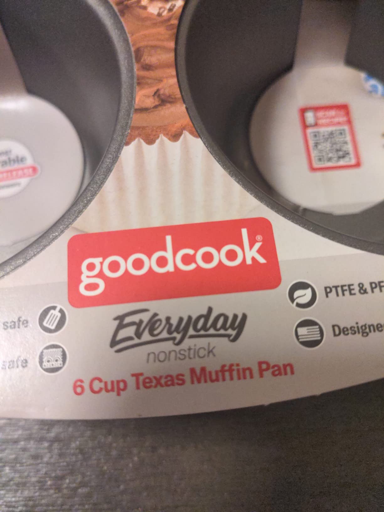 GoodCook Everyday Nonstick Steel Jumbo Texas Muffin Pan, 6-cup, Gray customer photo 2
