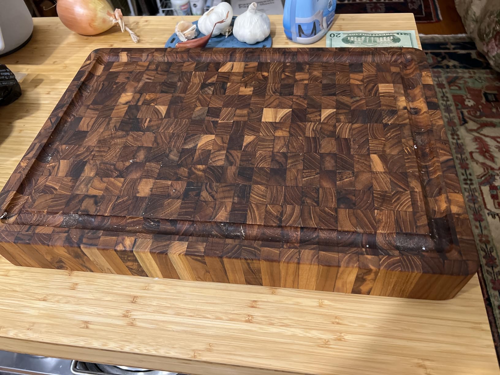 Teakhaus Butcher Block Carving Board - Medium Thick Cutting Board with Juice Groove - Holiday Gift Ideas for Men and Women - Gift-Ready End Grain Wood, Knife Friendly - FSC Certified customer photo 1