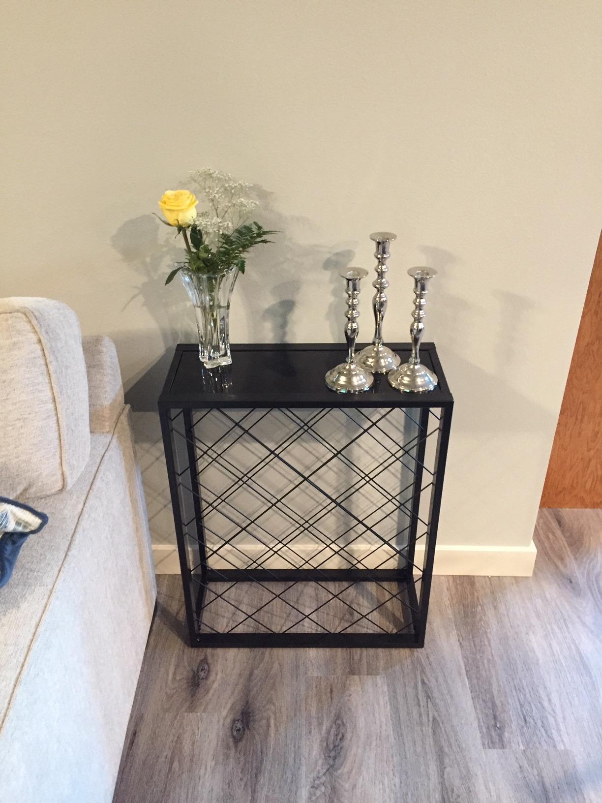 Mango Steam 32 Bottle Wine Rack with Black Glass Top Shelf, Free Standing for Home, Kitchen and Bar customer photo 1