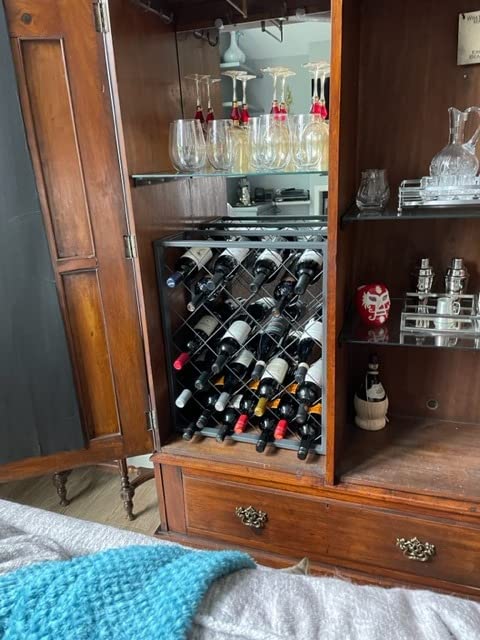 Mango Steam 32 Bottle Wine Rack with Black Glass Top Shelf, Free Standing for Home, Kitchen and Bar customer photo 2