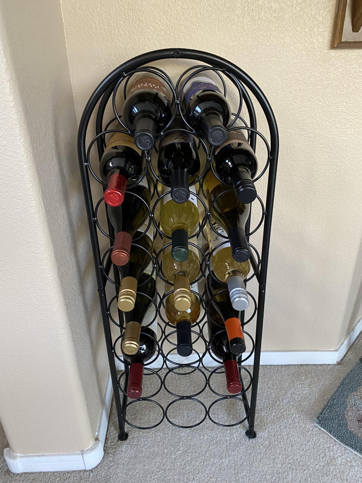 PAG 7 Bottles Freestanding Countertop Wine Rack, Metal Small Table Top Wine Rack, Drink Organizer Bottle Holder, Black customer photo 2