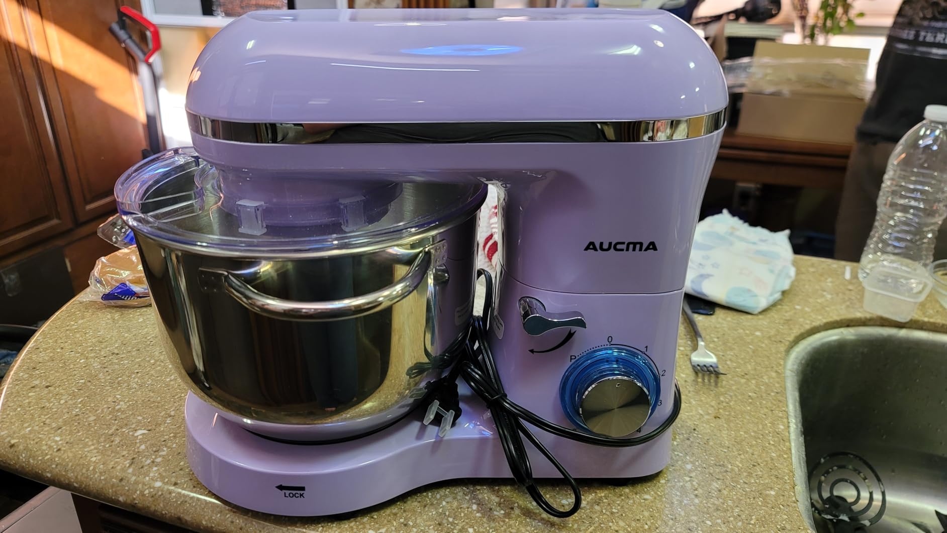 Aucma Stand Mixer, 6.5-QT 660W 6-Speed Tilt-Head Food Mixer, Kitchen Electric Mixer with Dough Hook, Wire Whip & Beater, Blue customer photo 2