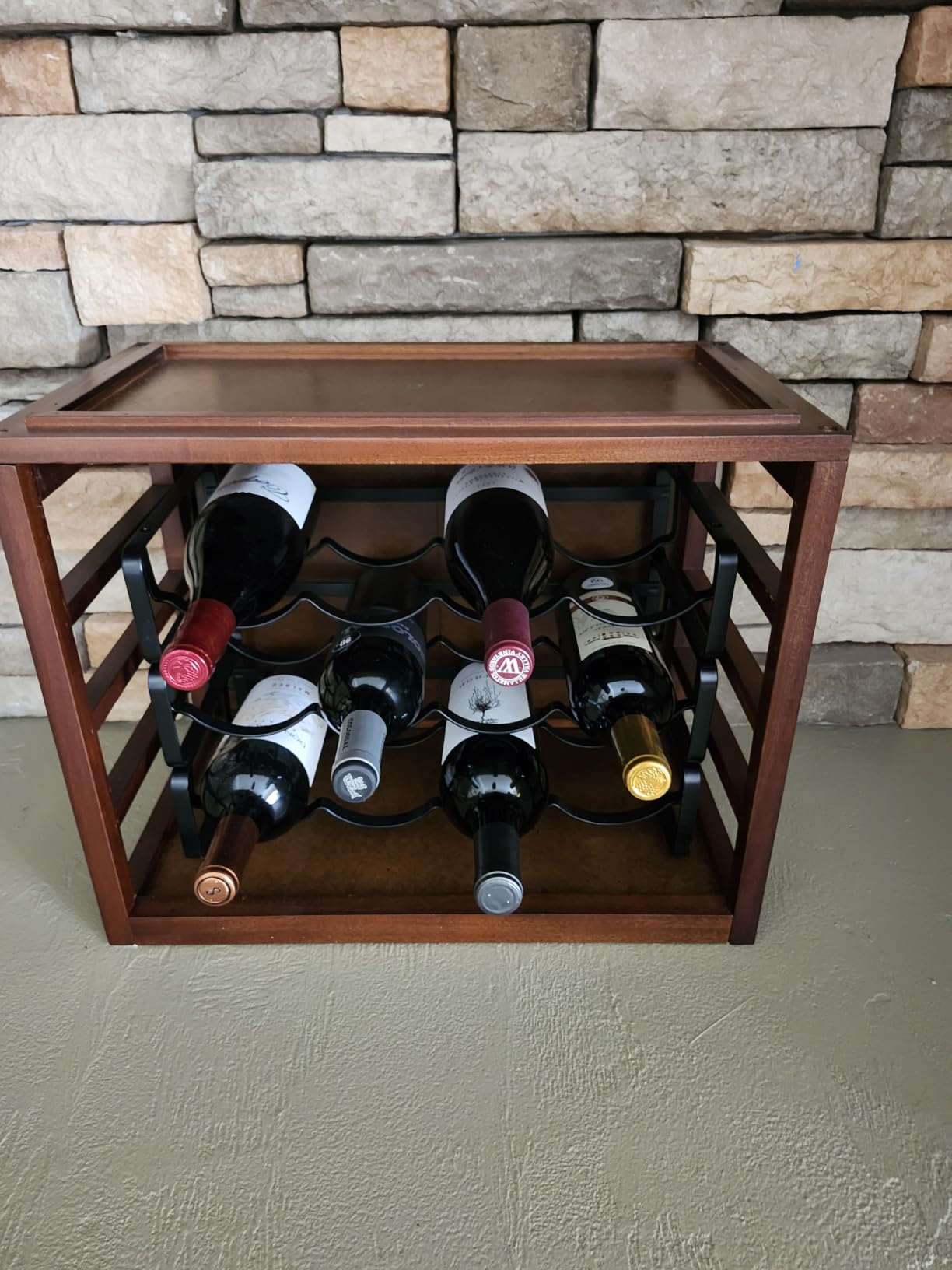 Amazon Basics Tabletop Stackable 4-Bottle Metal Wine Rack, Space Saving, No Assembly Required, Black customer photo 1