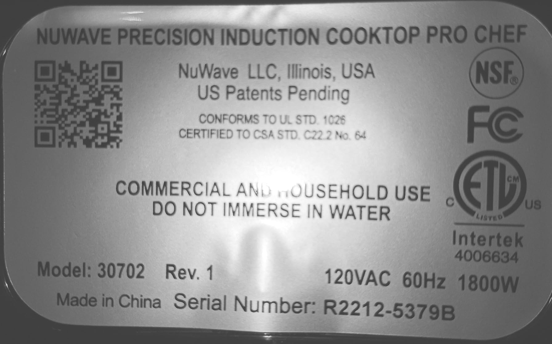Nuwave Pro Chef Induction Cooktop, Commercial-Grade Portable Burner | Powerful 1800W, Large 8