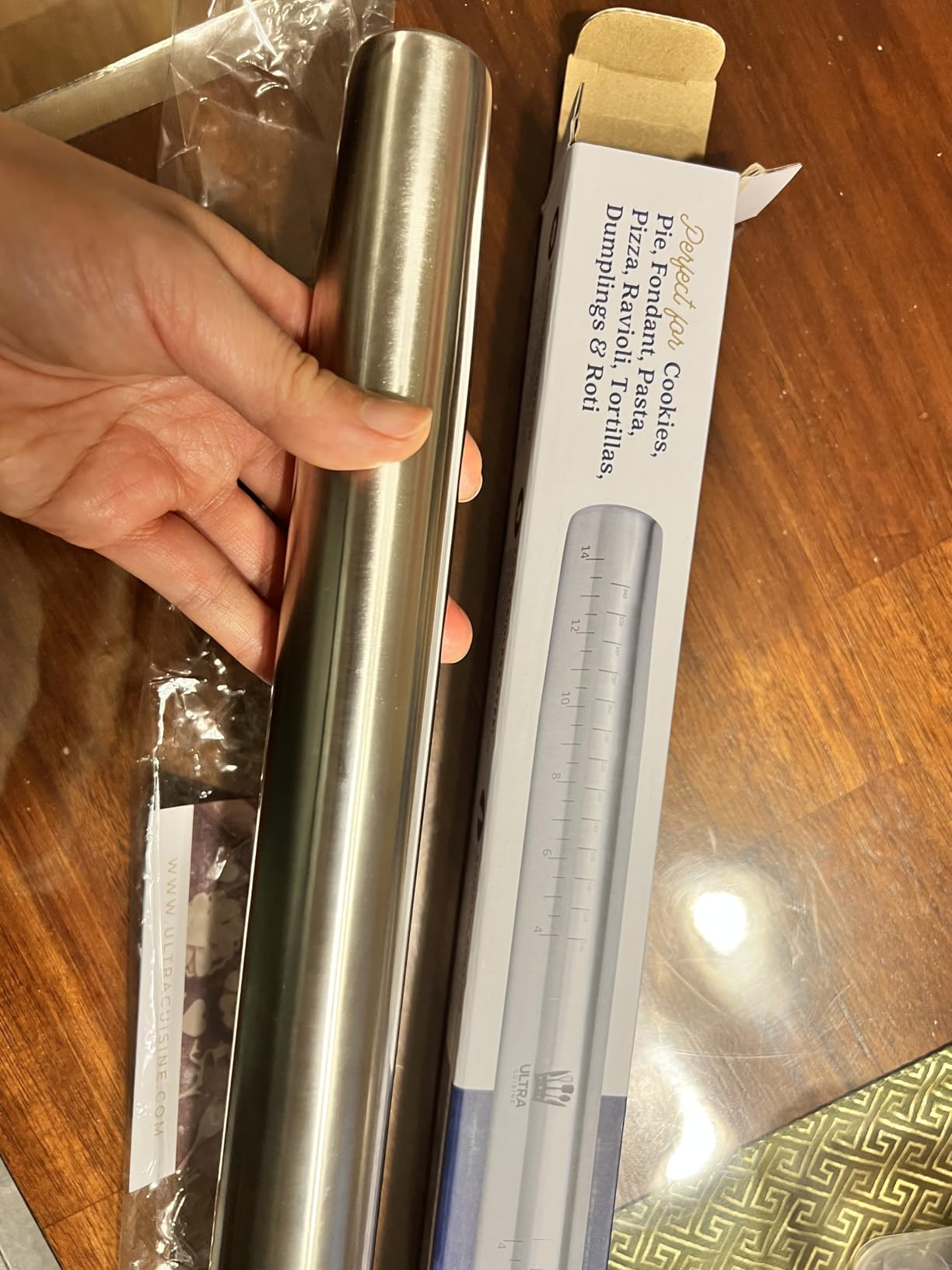 Ultra Cuisine French Rolling Pin for Baking - Tapered Stainless Steel Design with Measurements, Professional or Home Use with Pizza, Cookie, & Pastry Dough, or Fondant and Pie Crust - Dishwasher-Safe customer photo 1