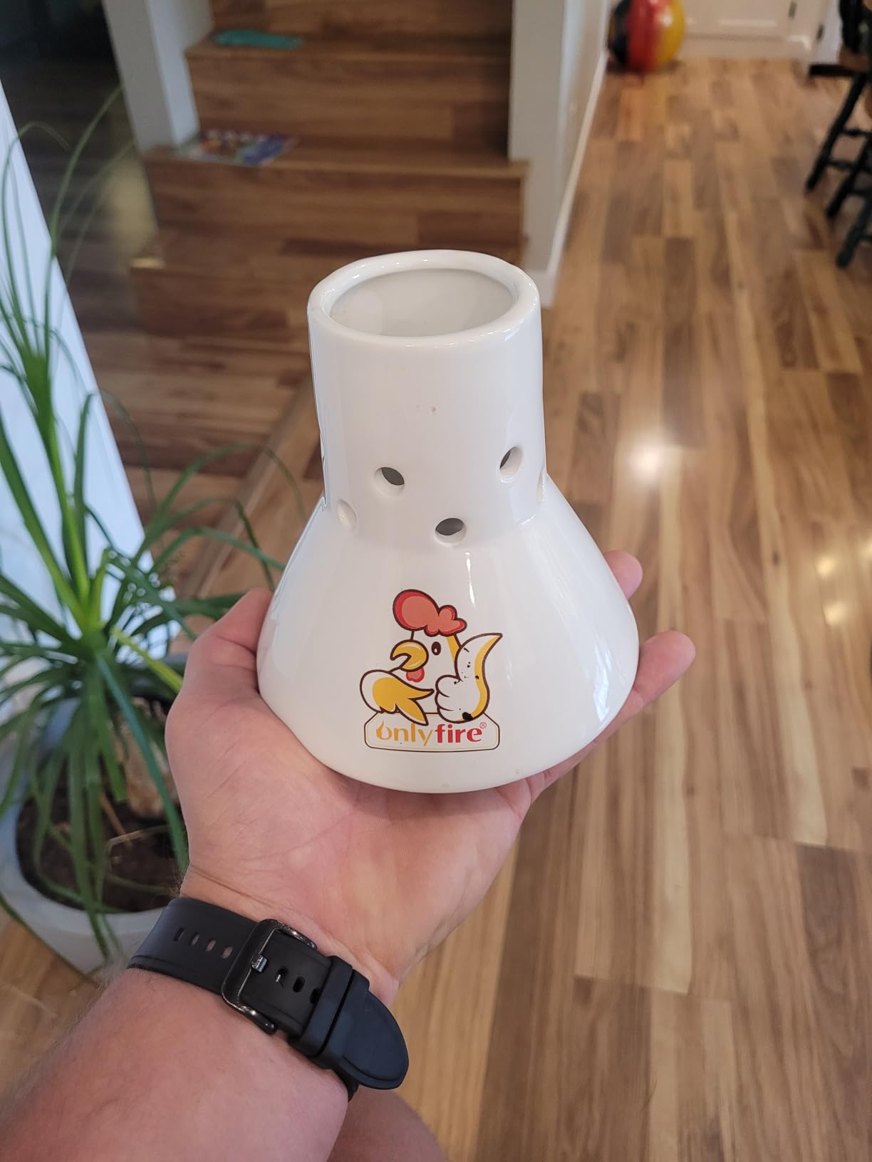 onlyfire Ceramic Beer Can Chicken Holder, Ceramic Chicken Roaster Rack, Vertical Poultry Chicken Cooking BBQ Accessories Great for Grill, Oven or Smoker customer photo 1