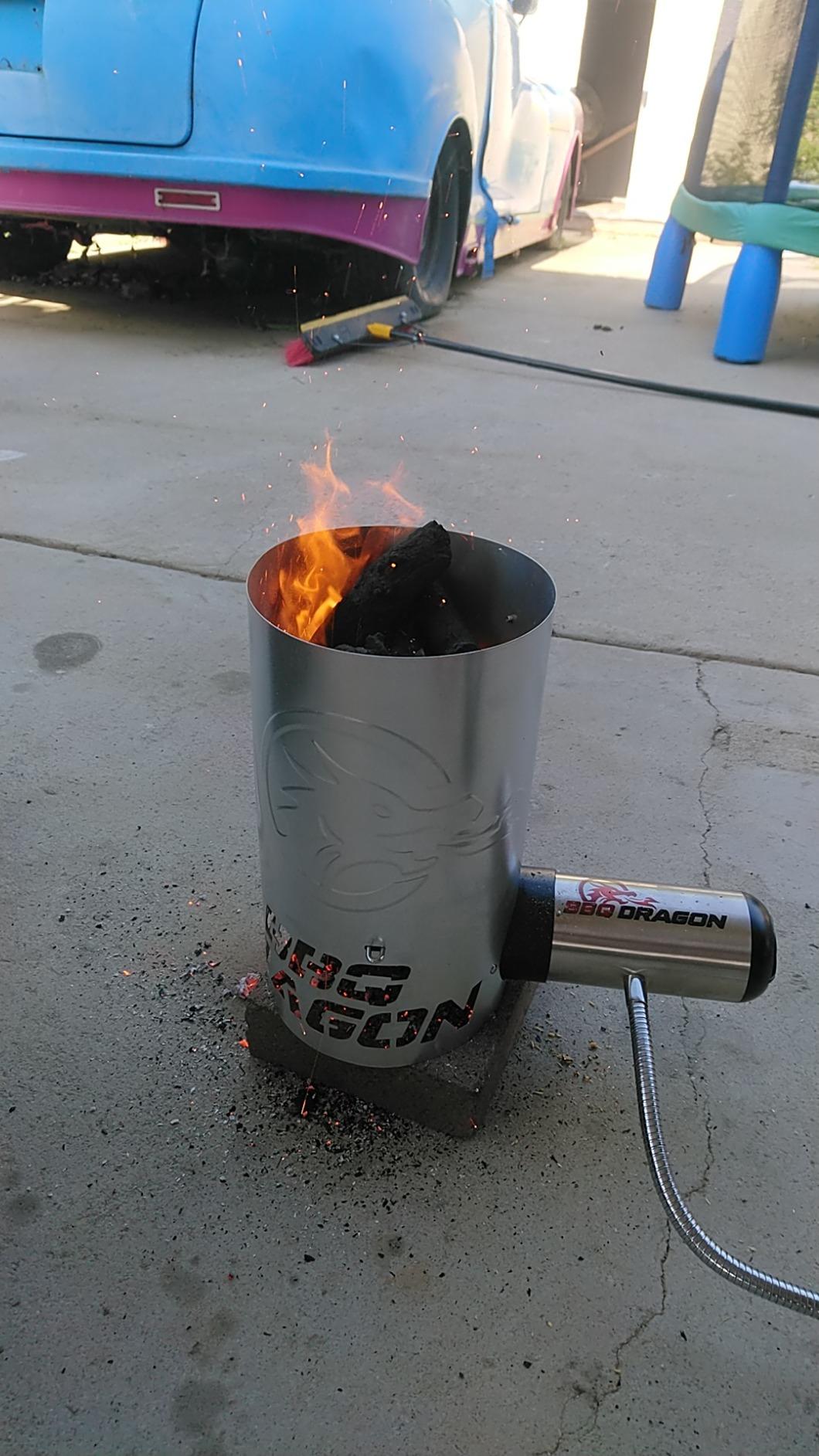 BBQ Dragon Chimney of Insanity XL Charcoal Starter - Field & Stream Best Overall Charcoal Chimney - Largest Charcoal Chimney Available - Ready-to-Cook Coals in About 3 Minutes with BBQ Dragon Fan customer photo 2