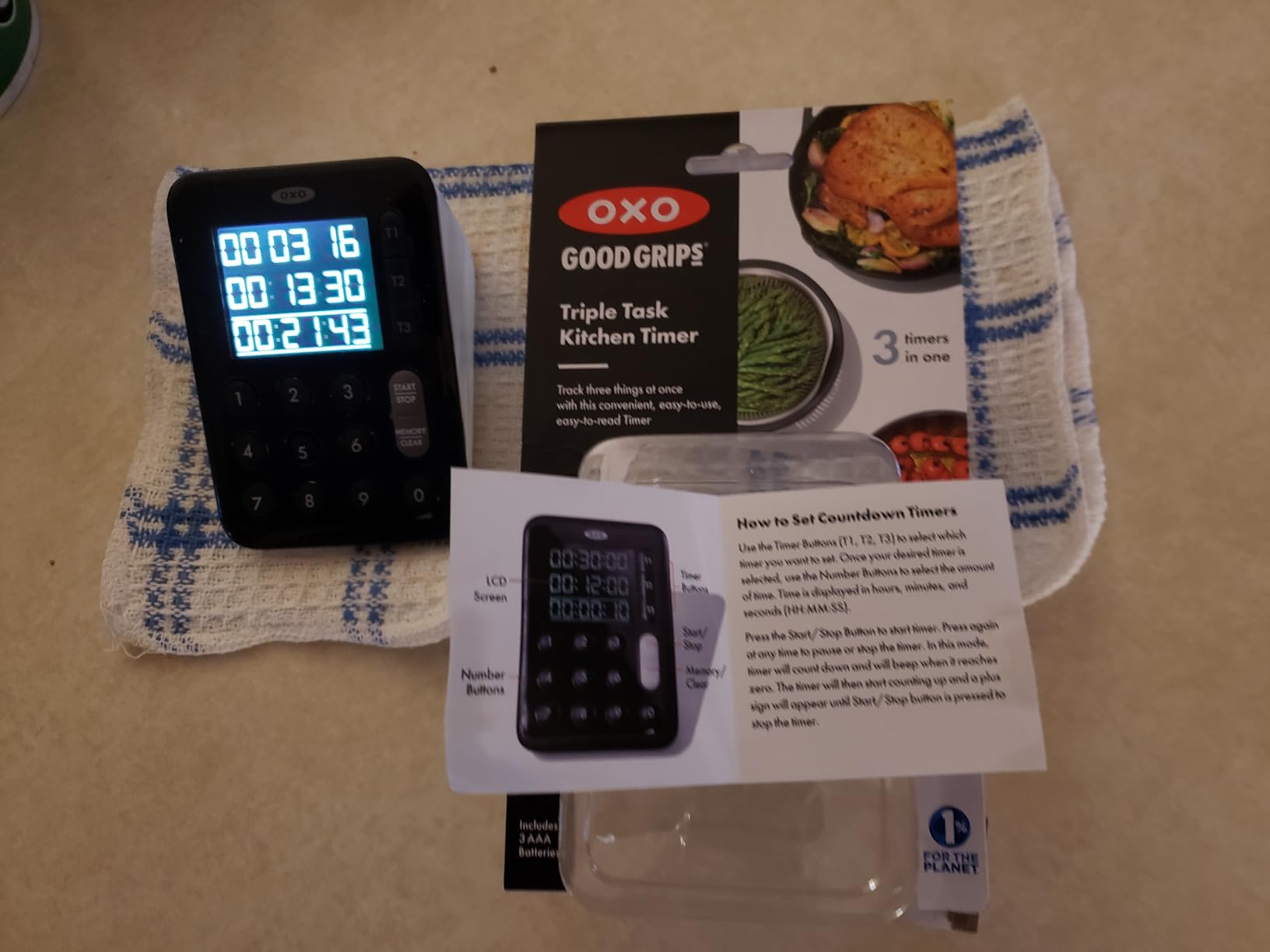 OXO Good Grips Digital Triple Kitchen Timer - Black customer photo 1
