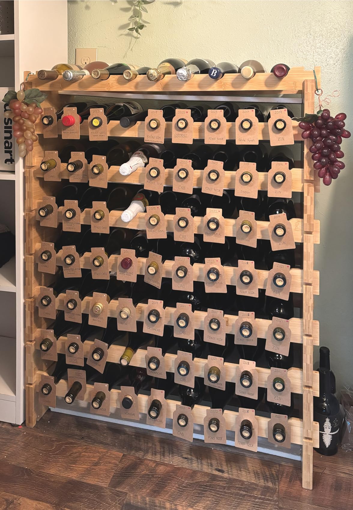 NutriChef 72 Bottle Stackable Bamboo Wine Rack, 8-Tier Modular Shelf customer photo 2