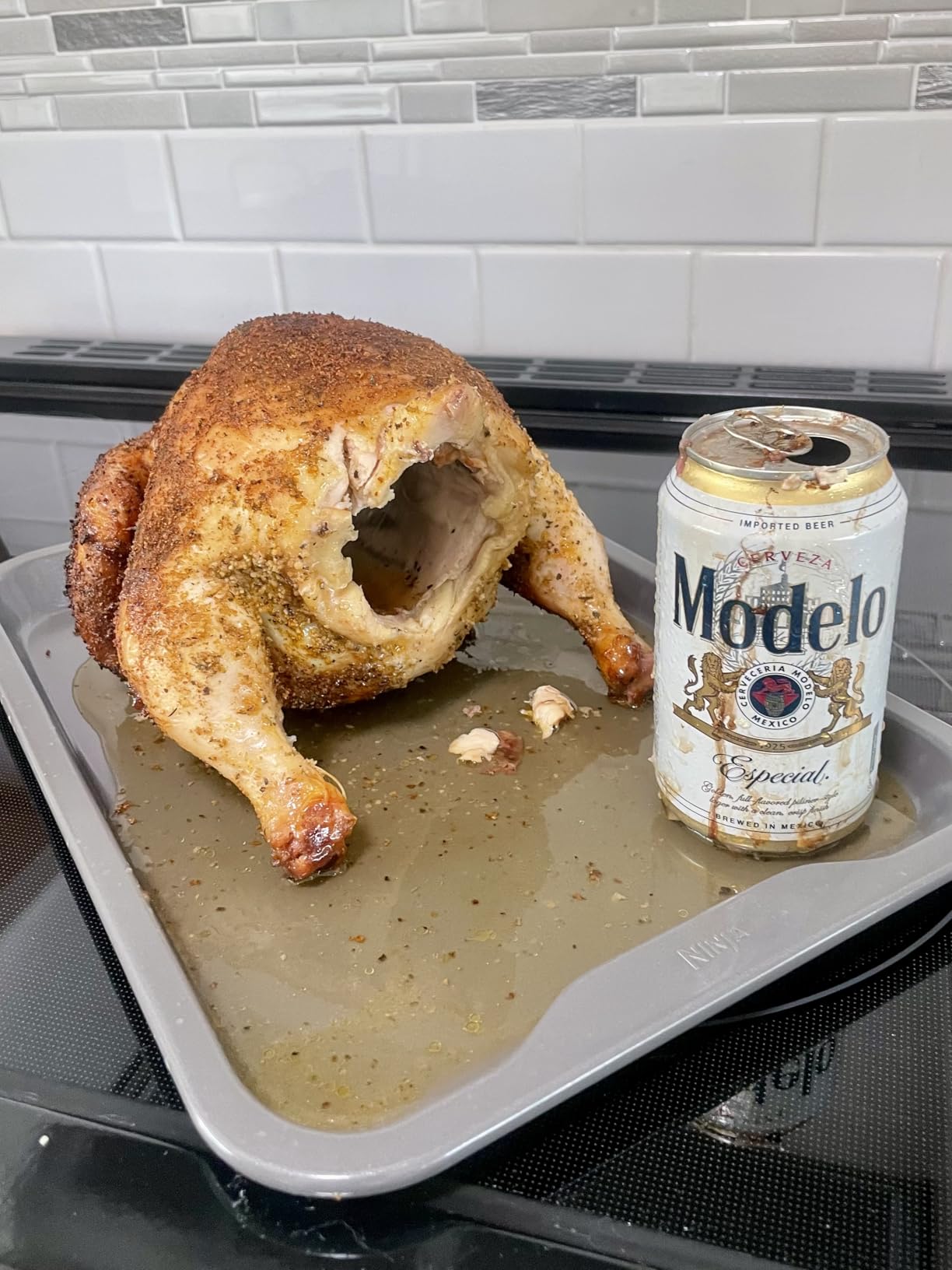 HaSteeL Beer Can Chicken Holder 3Pcs, Includes Stainless Steel Vertical Chicken Roaster Stand Rack, Heavy Duty Roasting Drip Pan & Silicone Oil Brush, Great for Smoker Grill Oven BBQ, Dishwasher Safe customer photo 1