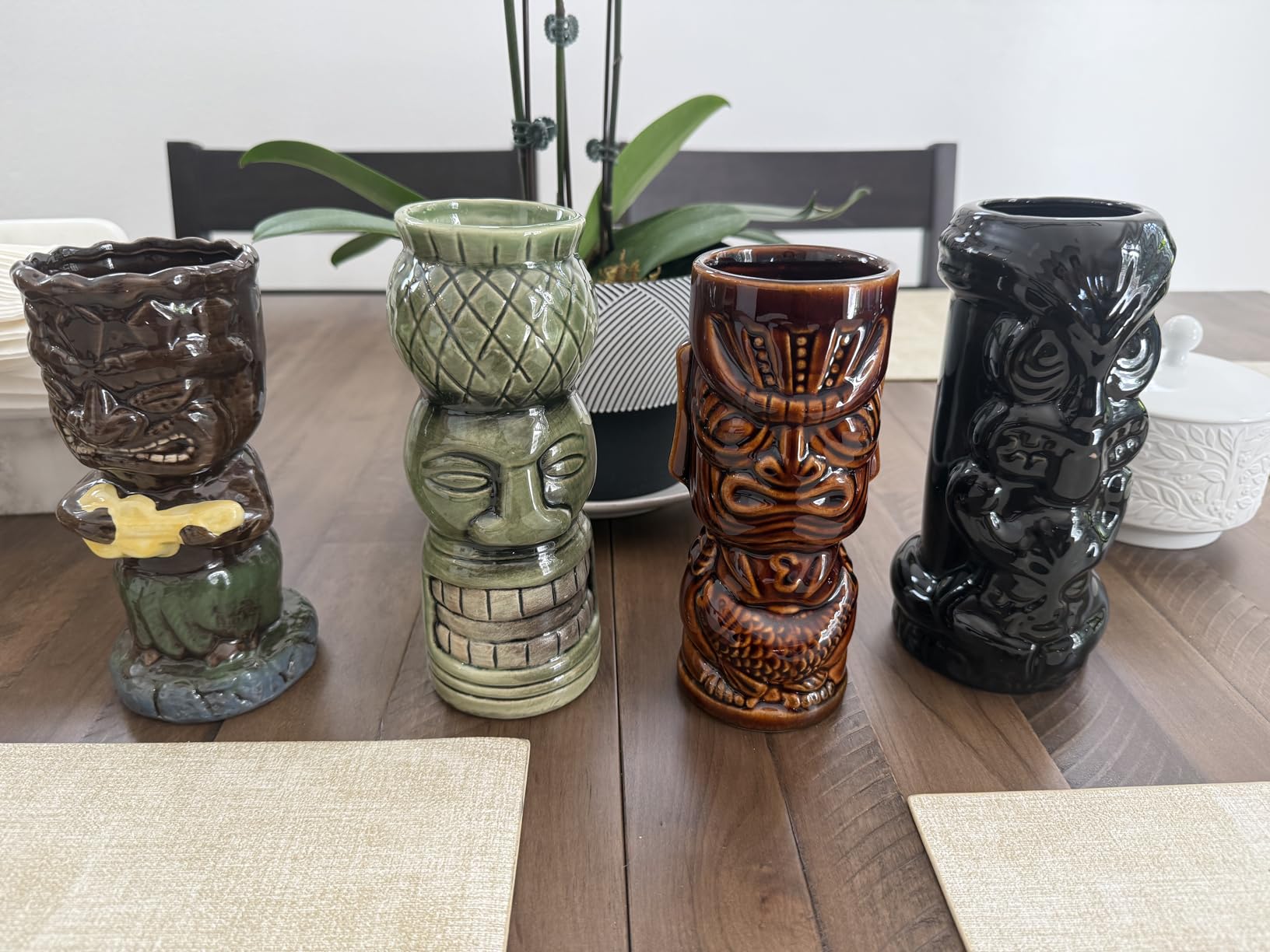 SuproBarware Tiki Glasses for Cocktails Mugs Set of 4 Ceramic Party Cups Bar Decor Creative Large Hawaiian Drinking Bar Decorations Vintage Tropical Drinkware Barware 4 Packs customer photo 1