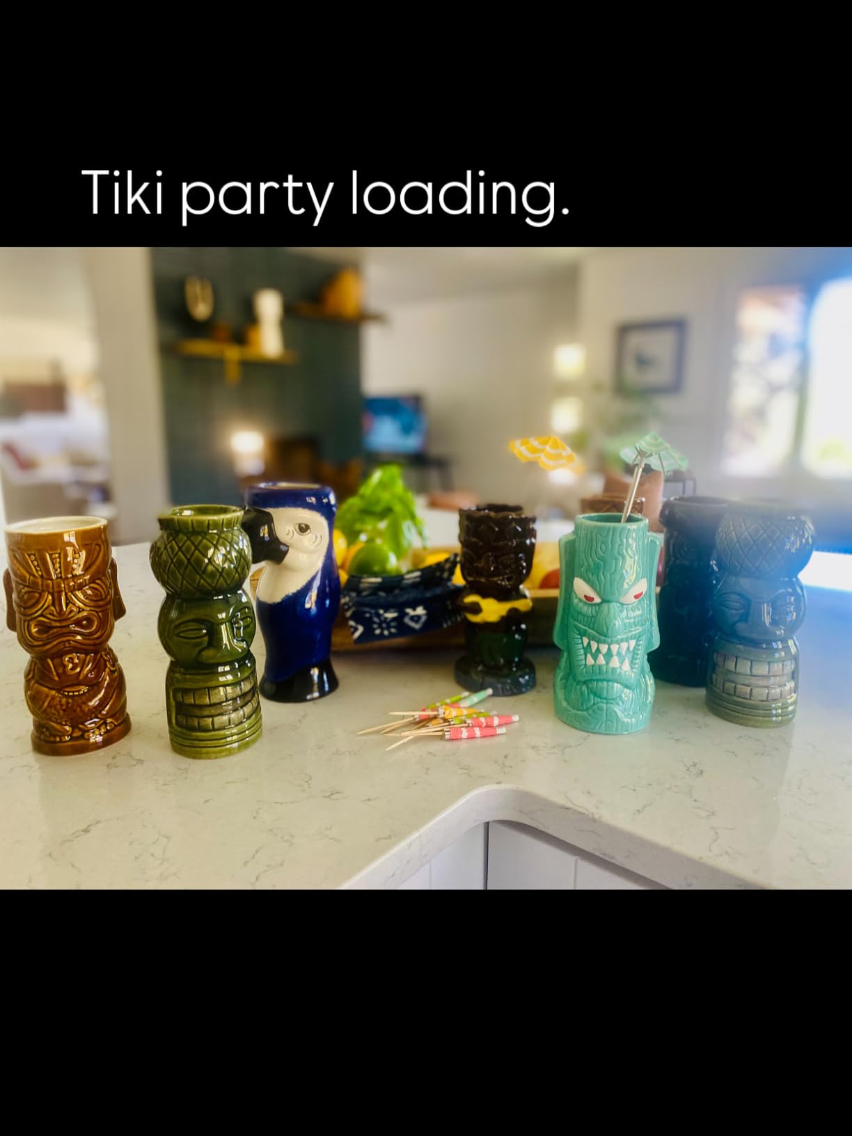 SuproBarware Tiki Glasses for Cocktails Mugs Set of 4 Ceramic Party Cups Bar Decor Creative Large Hawaiian Drinking Bar Decorations Vintage Tropical Drinkware Barware 4 Packs customer photo 2