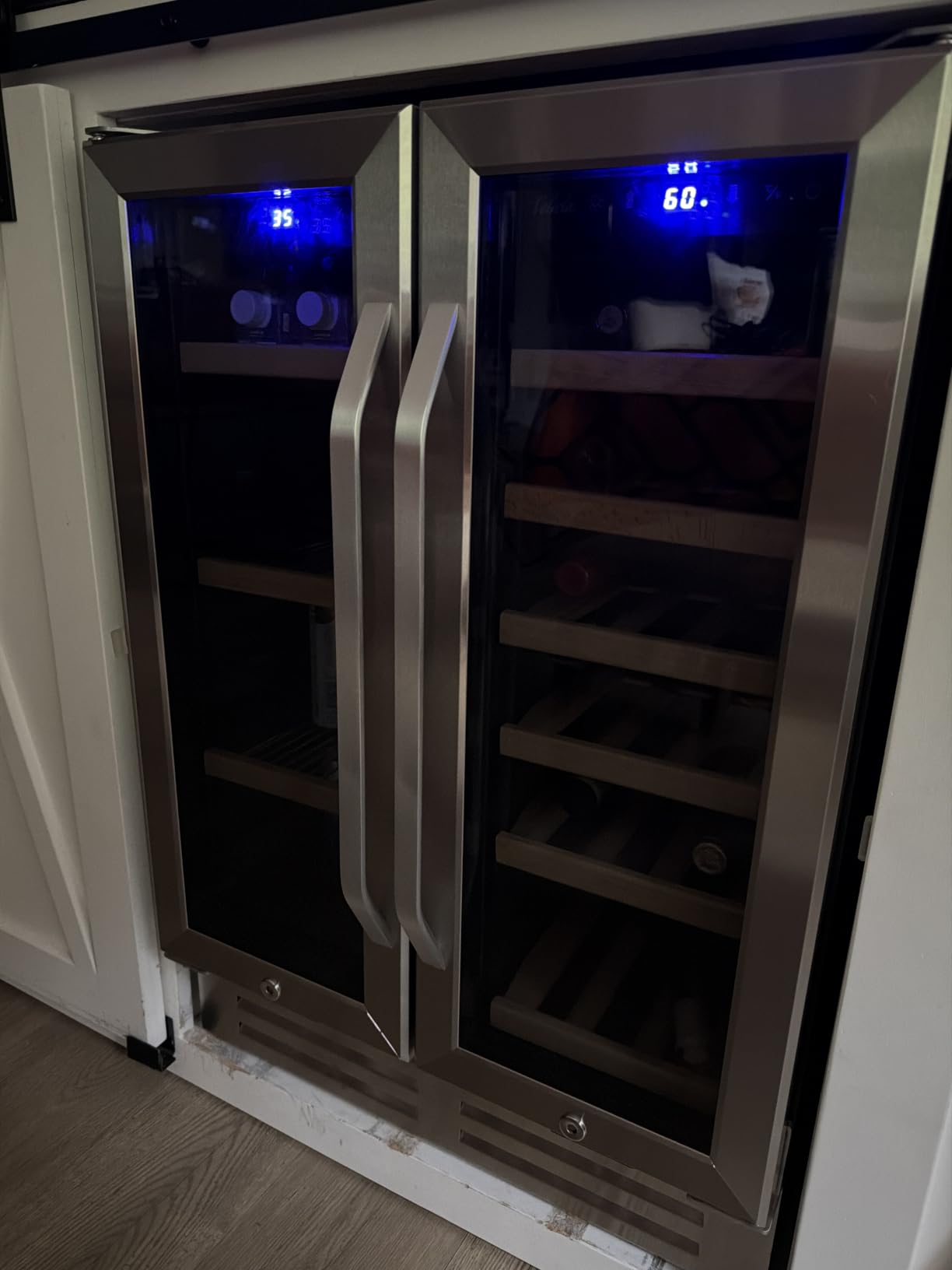 Wine and Beverage Refrigerator, 24 Inch Dual Zone Fridge with Glass Door, Built-In Cooler with Powerful and Quite Cool System/18 Bottles and 88 Cans Capacity Bverage Cooler customer photo 2