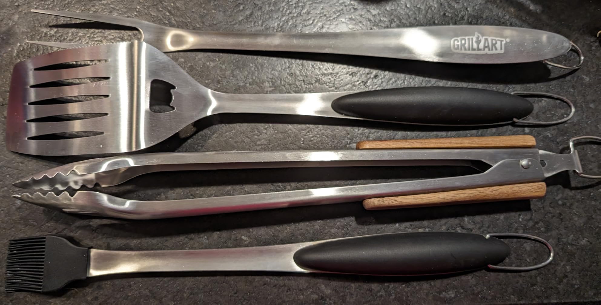 GRILLART BBQ Tools Grill Tools Set - 18Inch Grilling Tools BBQ Set - Grill Accessories w/BBQ Tongs, Spatula, Fork, Brush- Stainless Grill Kit Grilling Set - Gift Ideas BBQ Accessories Gifts for Men Dad customer photo 1