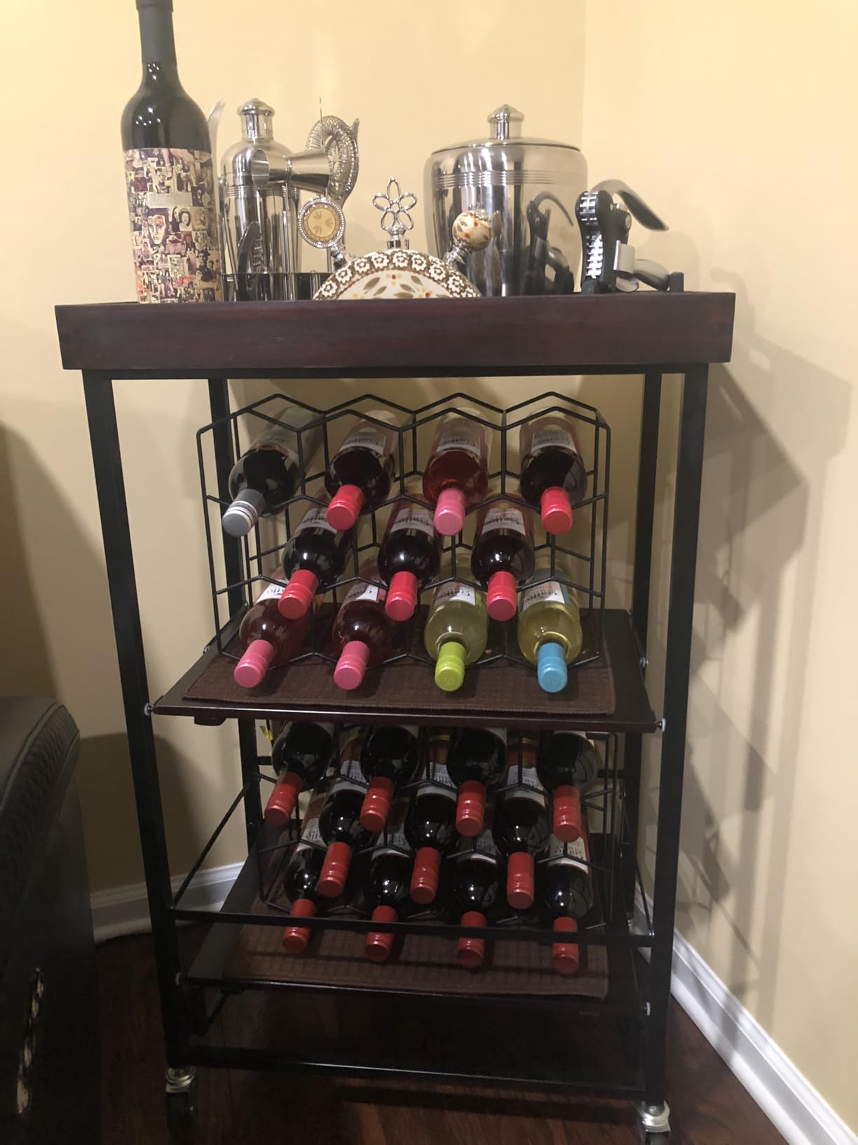 Gusto Nostro Countertop Wine Rack - 14 Bottle Freestanding Modern Black Metal - 3 Tier Tabletop Wine Holder Stand customer photo 1