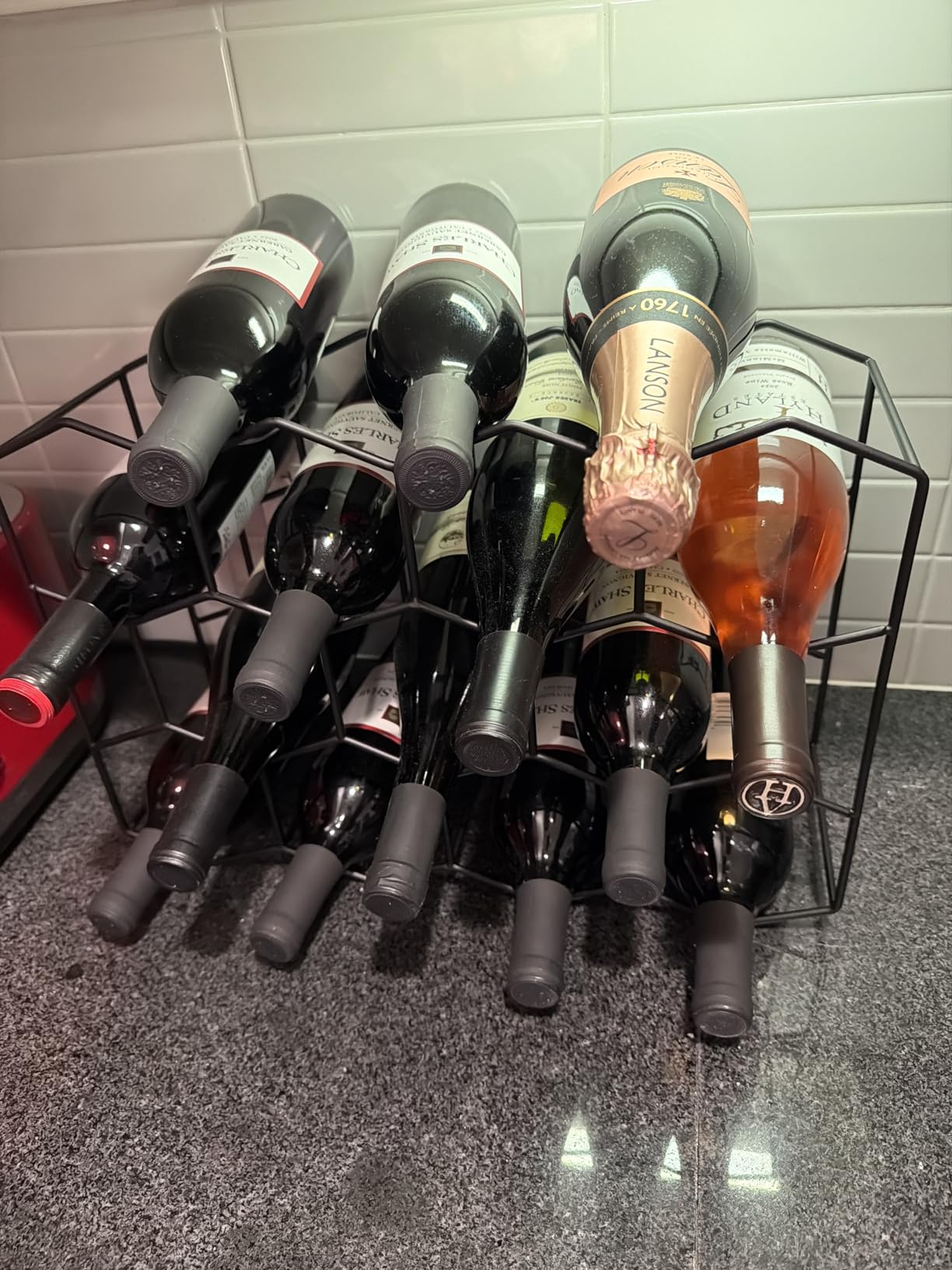 Gusto Nostro Countertop Wine Rack - 14 Bottle Freestanding Modern Black Metal - 3 Tier Tabletop Wine Holder Stand customer photo 2