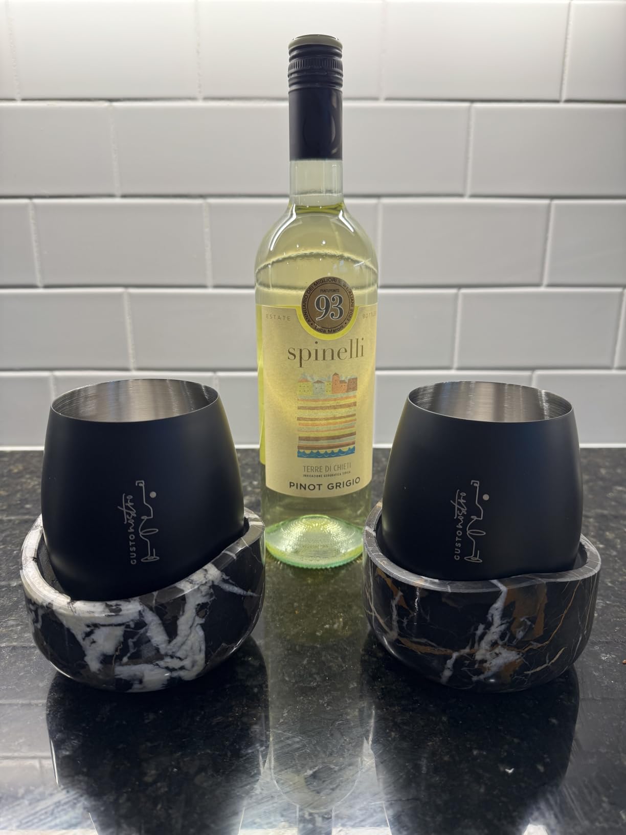 Gusto Nostro Marble Wine Chiller Bucket - 750ml Wine Bottle Cooler and Champagne Chiller for Party, Kitchen, Bar Cart Decor to Chill & Keep Bottles Cold with Unique Wine Lovers Gift Box (White) customer photo 2