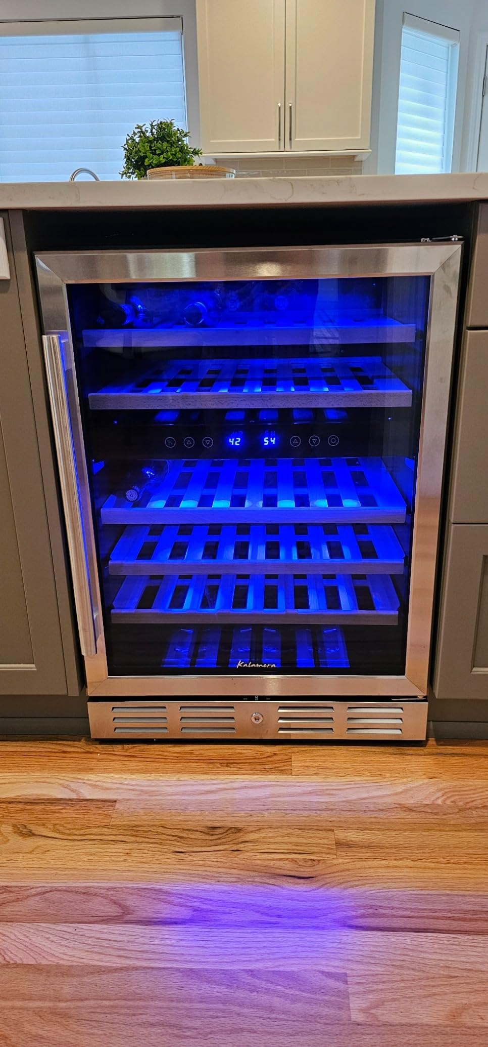 Kalamera 24 inch Wine Cooler, 37 Bottle - Dual Zone Built-in or Freestanding Fridge with Stainless Steel Reversible Glass Door, for Home, Kitchen or Office customer photo 1
