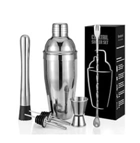 Cocktail Shaker Set, 6-Piece 18/8 Food-Grade Stainless Steel Mixology Bartender Kit - Premium Bar Tools with Muddler, Jigger, Spoon & Pourers - Rust-Proof, Leak-Proof & Dishwasher Safe Gift for Men customer photo 1