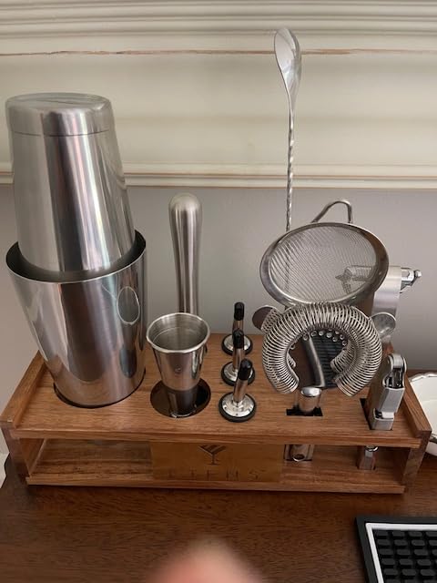 Premium 15-Piece Mixology Bartender Kit - Stainless Steel Cocktail Shaker Set with Wooden Stand | Professional Boston Shaker Bar Tool Set for Home & Expert Mixologists | Luxury Cocktail Making Gift customer photo 1
