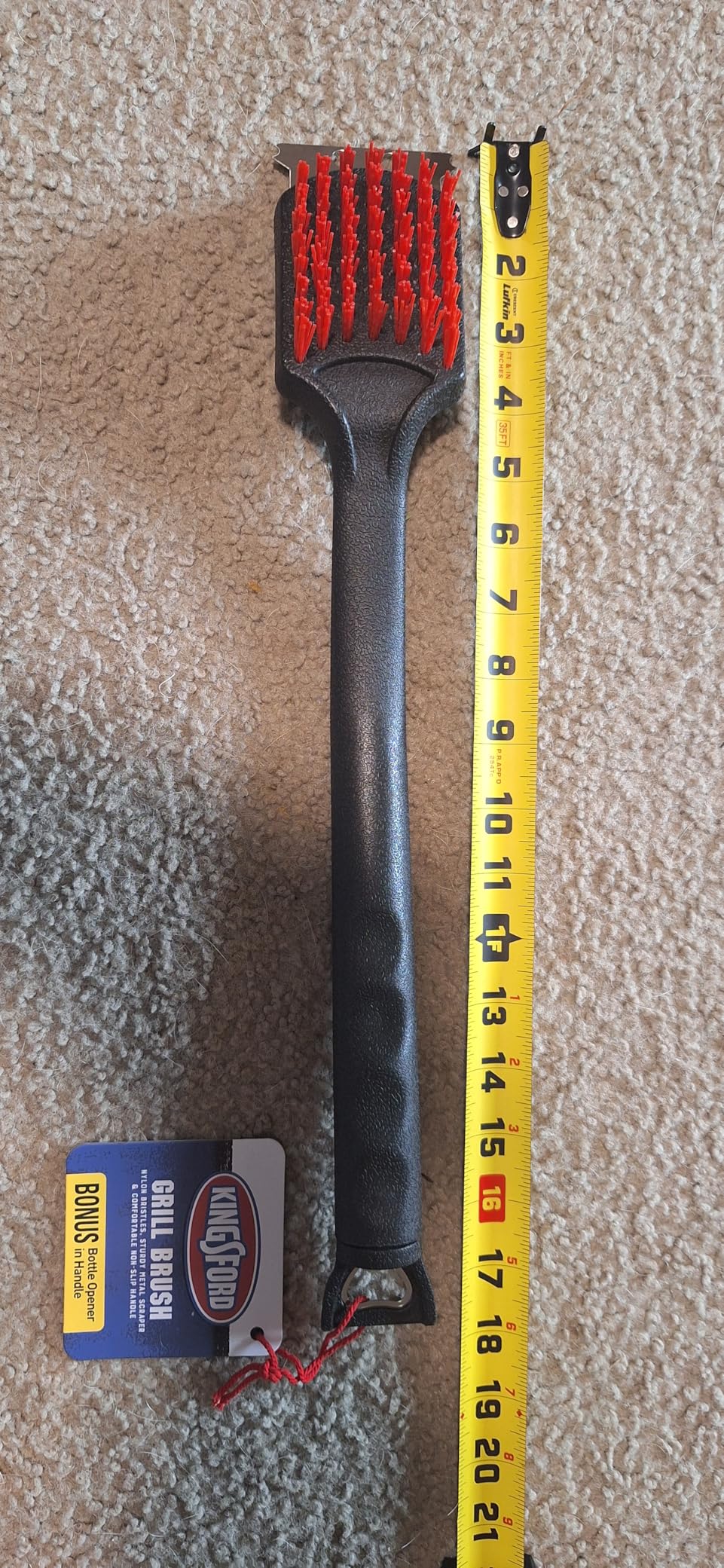 Kingsford Grill Cleaning Brush with Nylon Bristles and Scraper, Heavy Duty BBQ Grill Cleaner Tool with Rubber Handle and Bottle Opener, Outdoor Grill Brush for Cooled Grates, 17 Inch customer photo 2