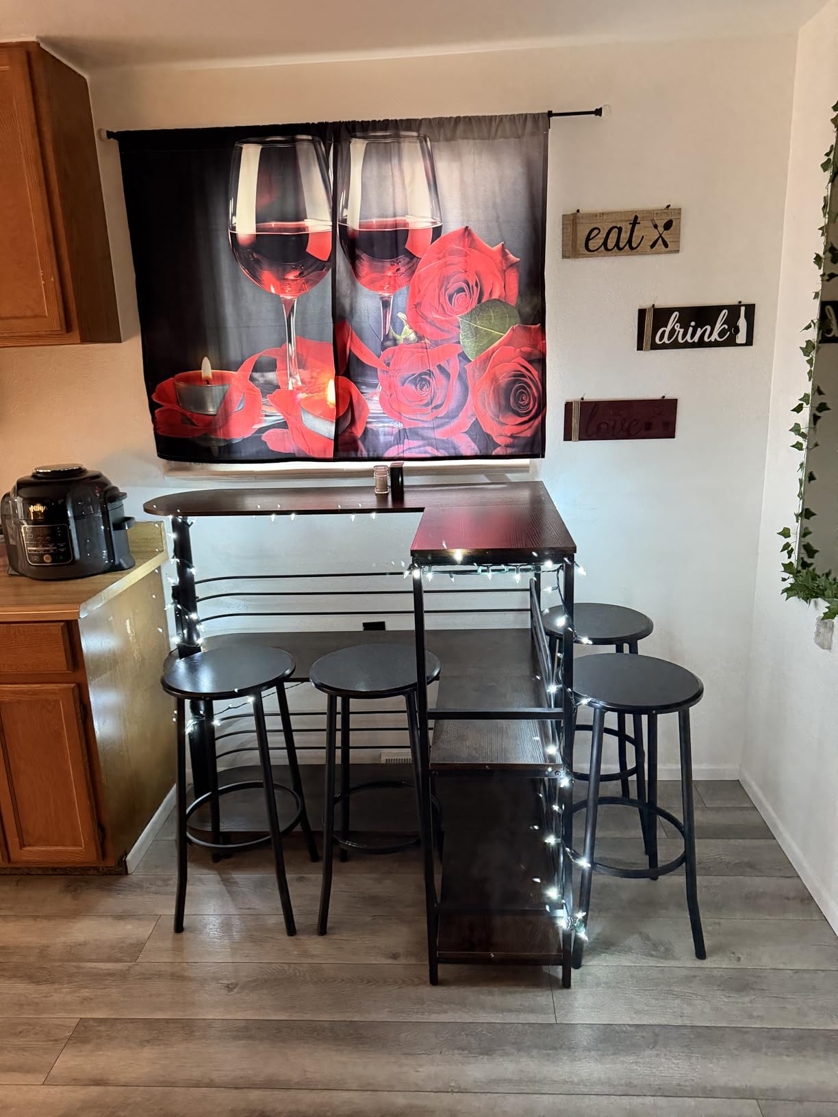Tribesigns L-Shaped Home Bar Unit, 3 Tier Liquor Table With Storage Shelves and Wine Glasses Holder, Industrial Corner Wine Cabinet Mini Bar for Home Kitchen Pub, Rustic Brown customer photo 2