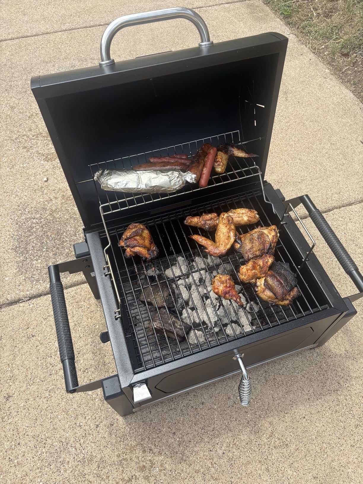 Royal Gourmet CD1519 Portable Charcoal Grill with Warming Rack, Tabletop Charcoal Grill with 303 Sq. In Cooking Area for Outdoor Camping and Picnic Grilling, Black customer photo 1