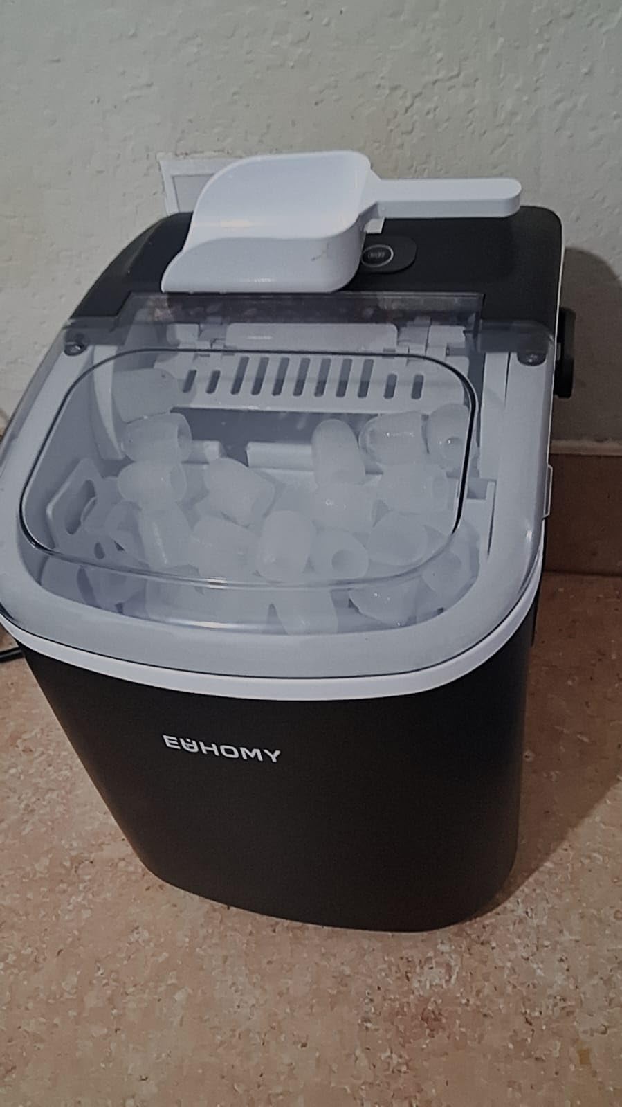 EUHOMY Countertop Ice Maker Machine with Handle, 26lbs in 24Hrs, 9 Ice Cubes Ready in 6 Mins, Auto-Cleaning Portable Ice Maker with Basket and Scoop, for Home/Kitchen/Camping/RV (Black) customer photo 2