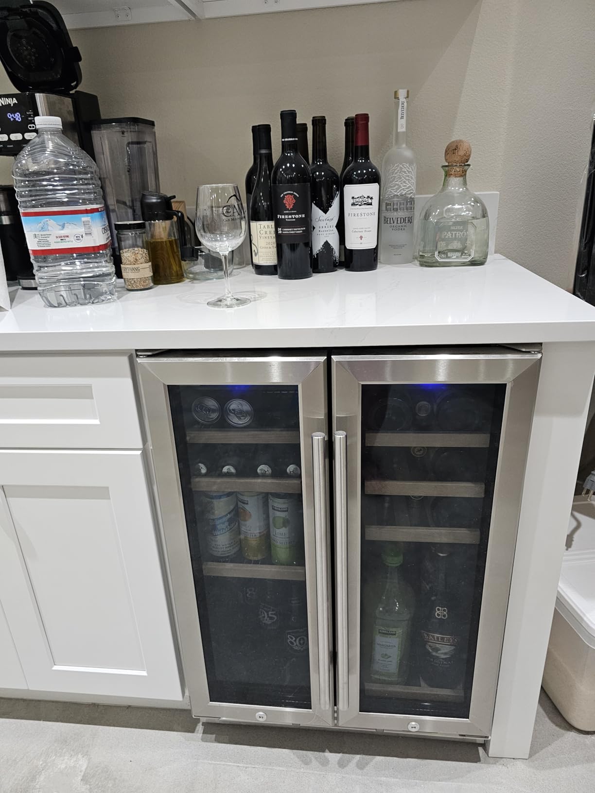 EUHOMY Wine and Beverage Refrigerator, 24 Inch Dual Zone Wine Cooler | Built-in or Freestanding, 21 Bottles & 88 Cans Glass Door, Removable Shelves, LED Light, Digital Temperature Control customer photo 1