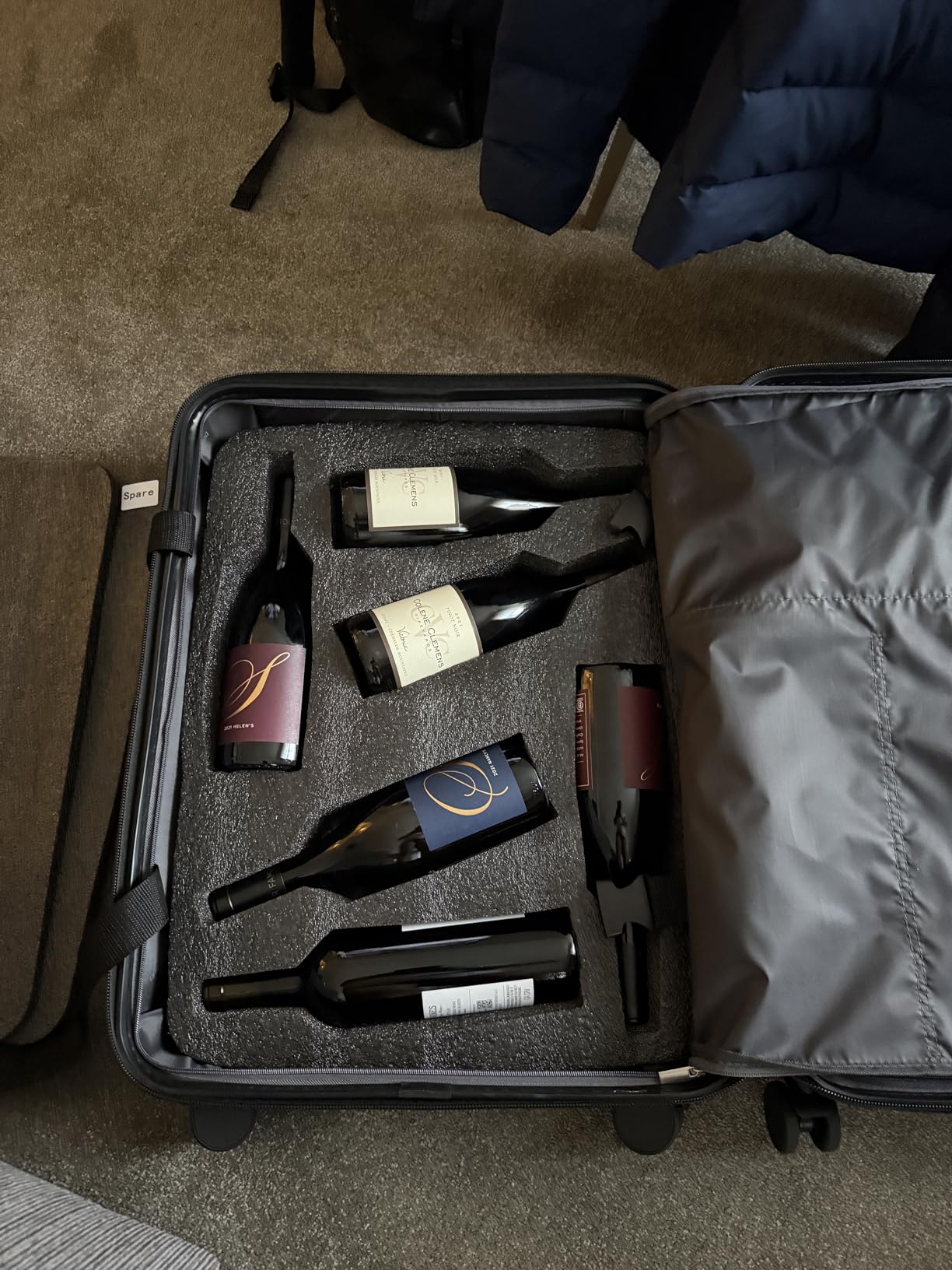 Wine Suitcase for Airplanes 12 Bottle Wine Luggage for Airplane Travel | TSA Approved Lock 360 Degree Foam Protection for Liquor Bottles Removable Foam Inserts to Keep Clothes Color Black customer photo 1