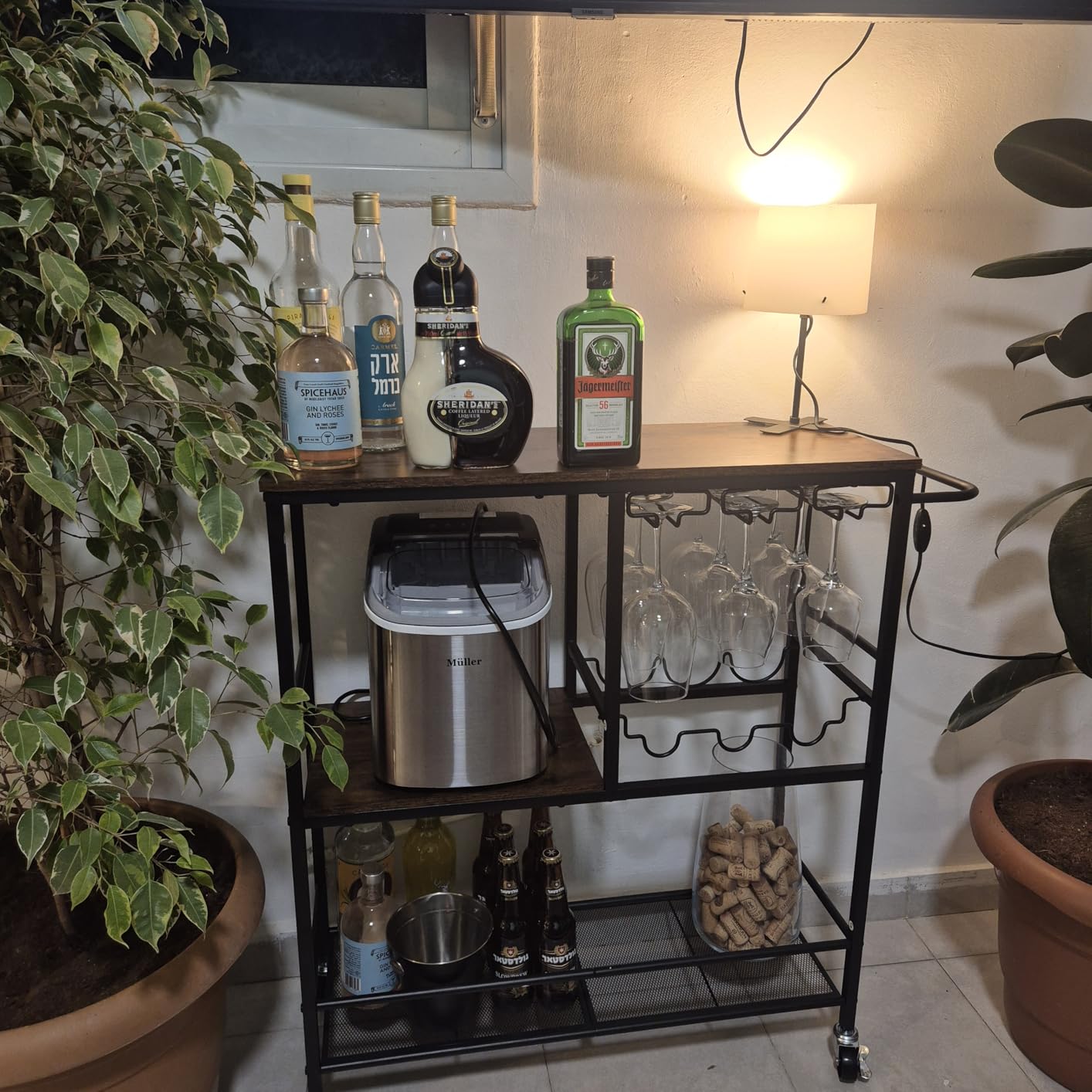 HOOBRO Bar Cart for The Home, 29.5 Inches 3-Tier Serving Cart with Wheels, Rolling Kitchen Cart with Wine Rack and Glass Holder, Rustic Brown and Black customer photo 1