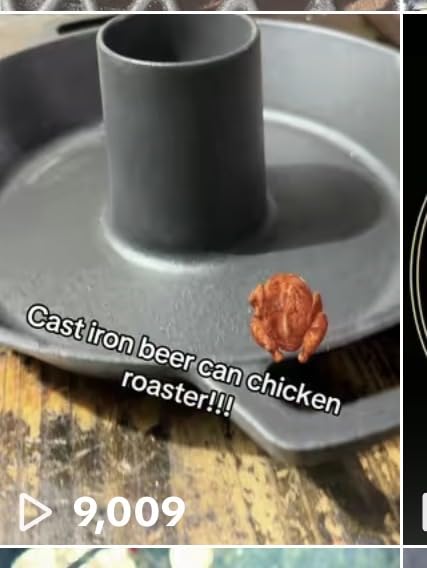 Charkettle Cast Iron Poultry Roaster Insert, Beer Can Chicken Holder with Roasting Pan, Gourmet BBQ System Vertical Roaster Stand Grilling Accessories Rack for 22